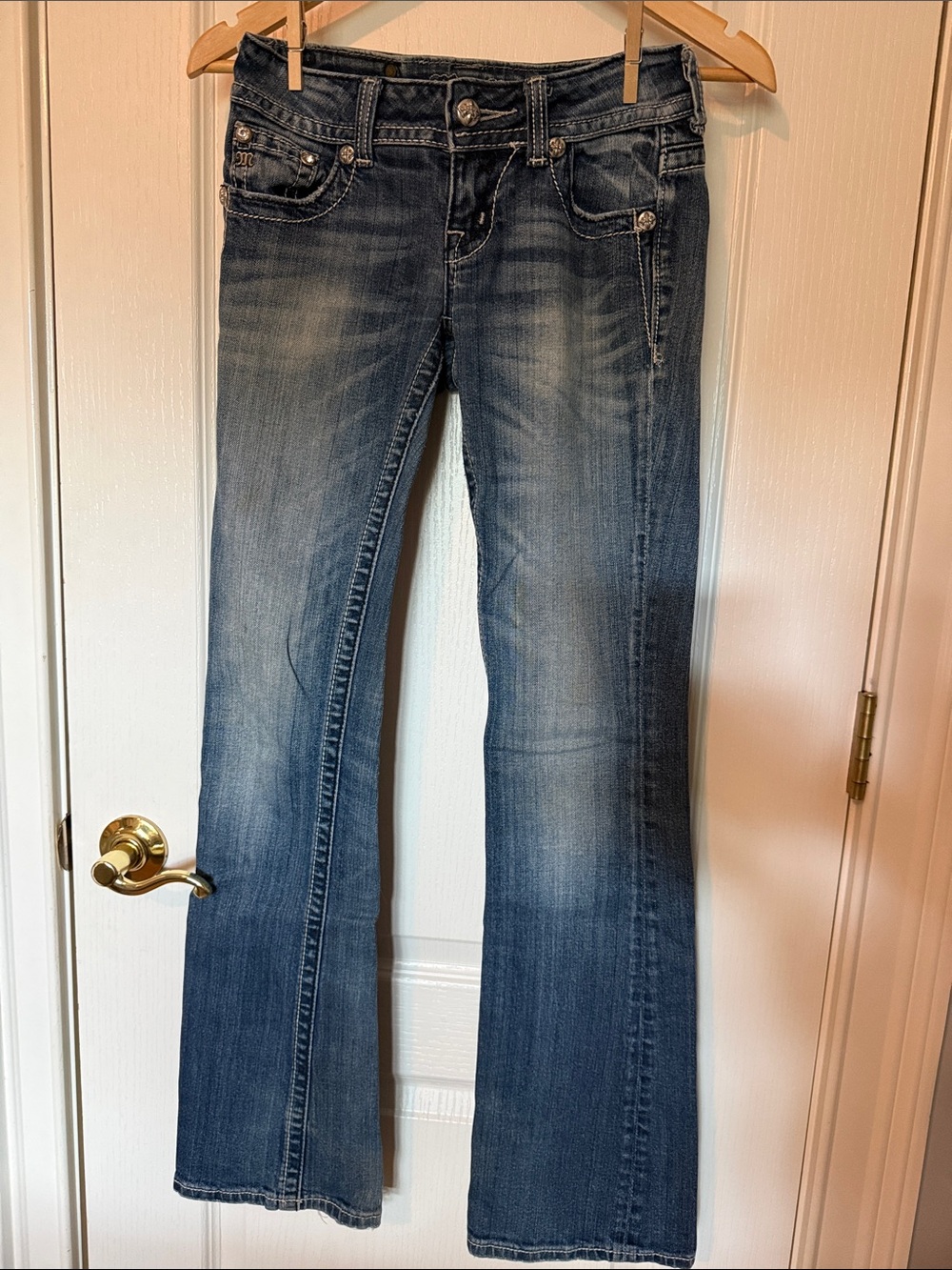 Miss Me Distressed Medium Blue Flare Jeans size 26 x 32